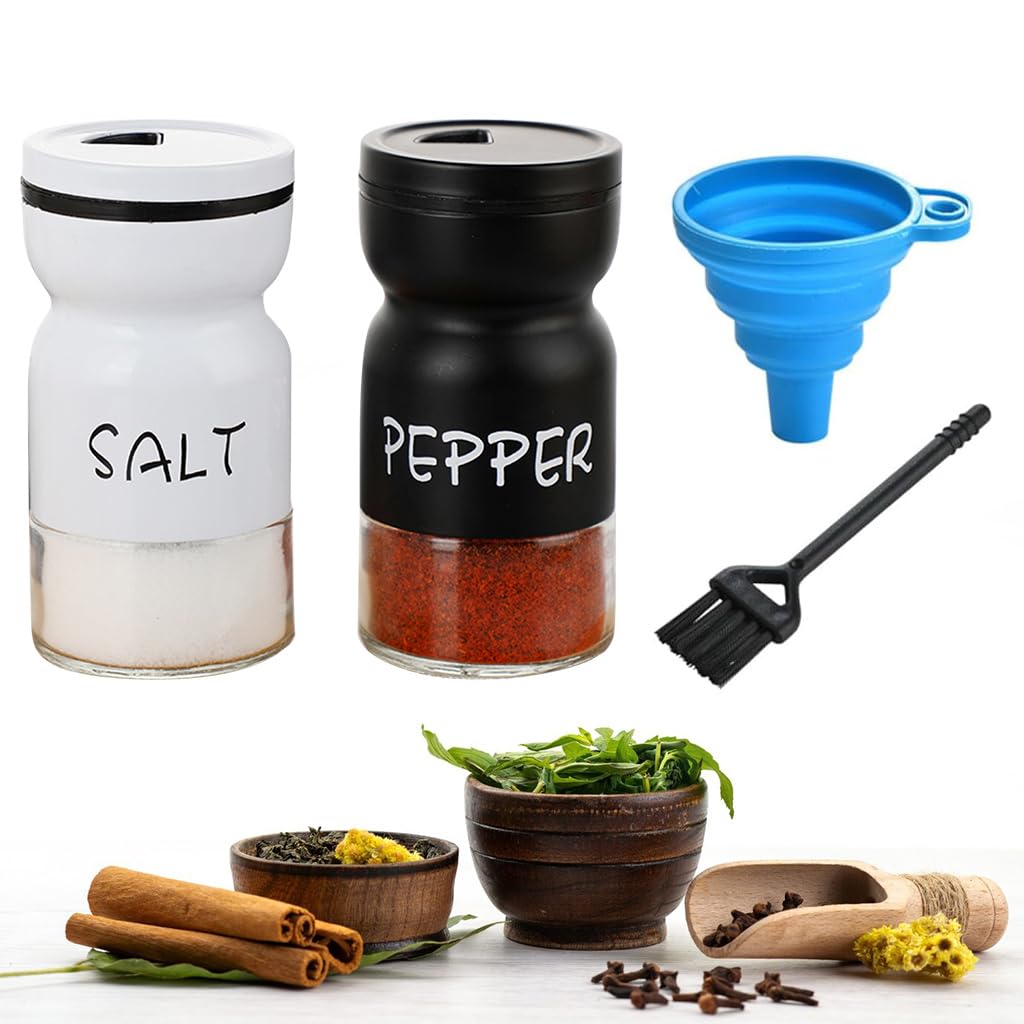 HASTHIP 2Pcs Kitchen Seasoning Jars Glass Spice Jar with Dispensing Lid Pepper Salt Dispenser Powder Curry Powder Jar Refillable Seasoning Jars with Folding Funnel, Mini Utility Brush HASTHIP 2Pcs Kitchen Seasoning Jars Glass Spice Jar with Dispensing Lid Pepper Salt Dispenser Powder Curry Powder Jar Refillable Seasoning Jars with Folding Funnel, Mini Utility Brush